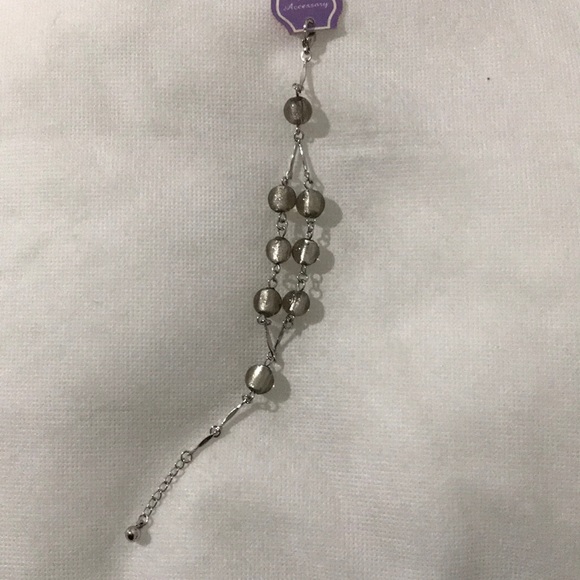 Silver Bracelet/ keychain w beads and chain - Picture 1 of 2